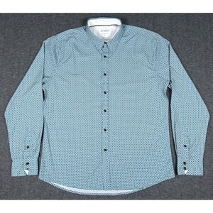 JB Holt Shirt Mens Large Blue Geometric Athletic Fit Button Up JB423FPW